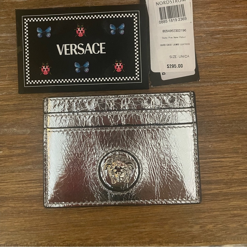 Versace La Medusa Metallic card holder silver new with tags